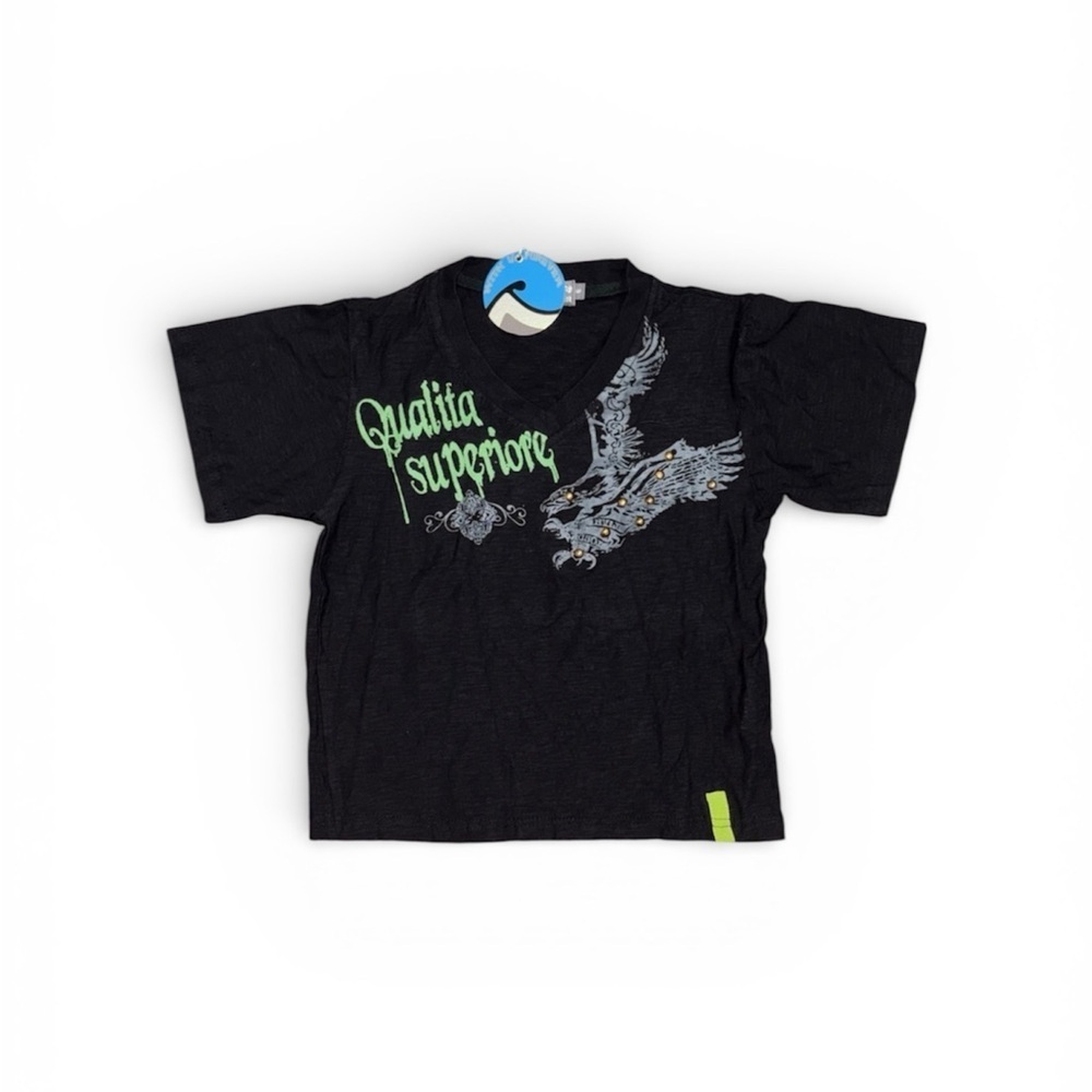 229. Black Kids Shirt with Green Accents size 8 Boys NWT